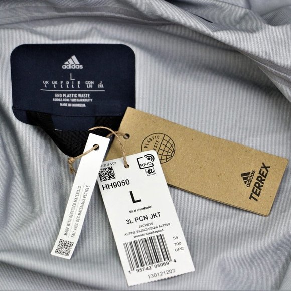 Adidas TERREX 3-LAYER NYLON SNOW JACKET Men's Size L HH9050 Waterproof New - Picture 7 of 16